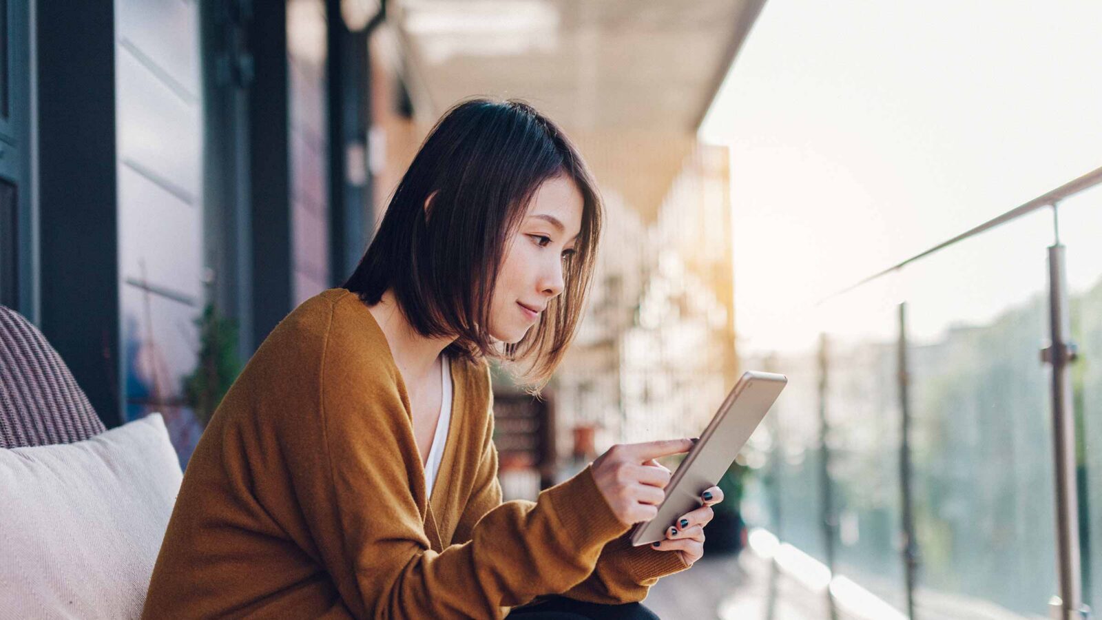 Woman and tablet