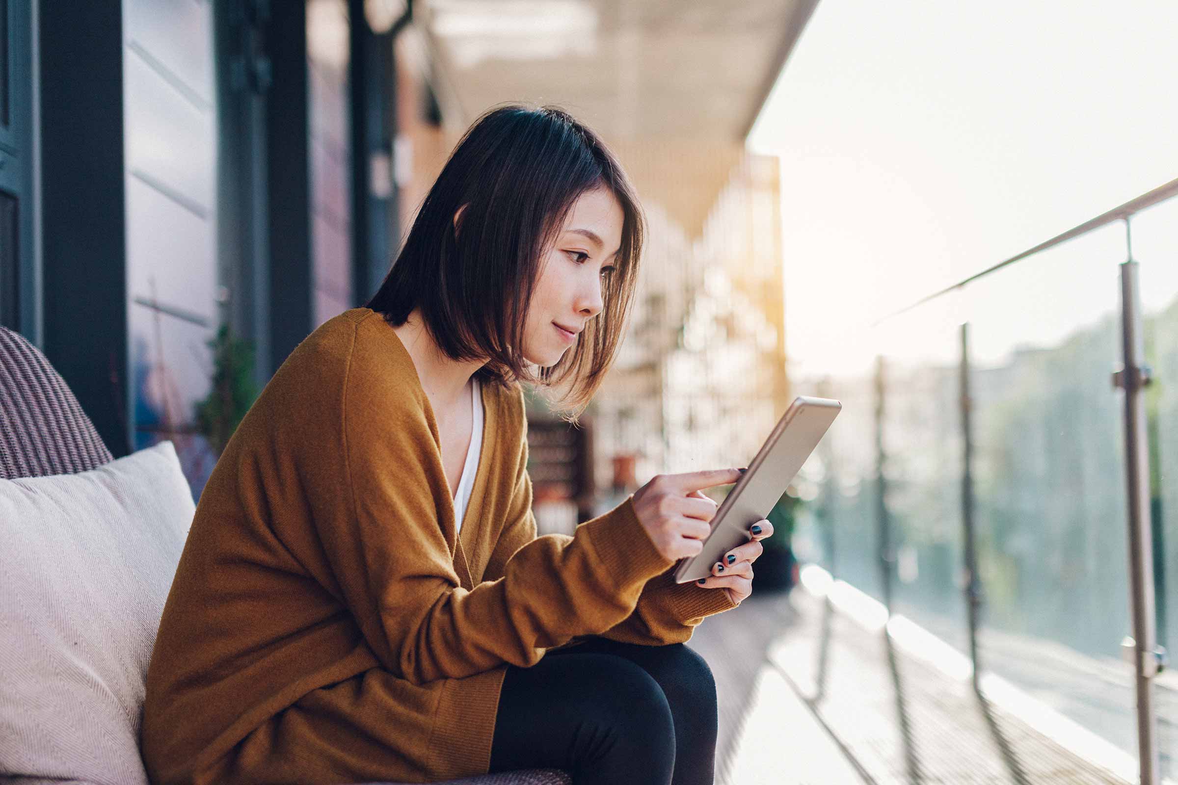 Woman and tablet